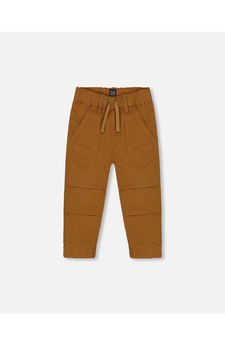 Deux par Deux Boy's Stretch Twill Pleated Knee Jogger Pants Caramel Brown, Main, color, 