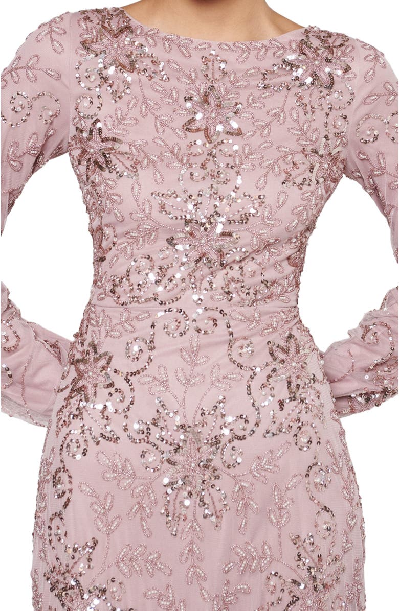 MARYISA Occasion Modest Embellished Sequin Beaded Floral Evening Gown, Alternate, color,