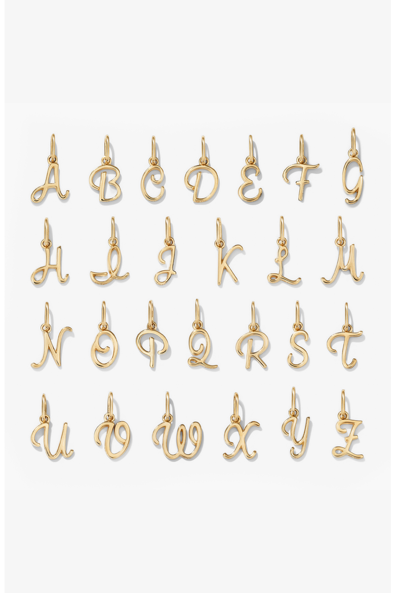 Cursive Letter Charm, Main, color, Yellow Gold - L