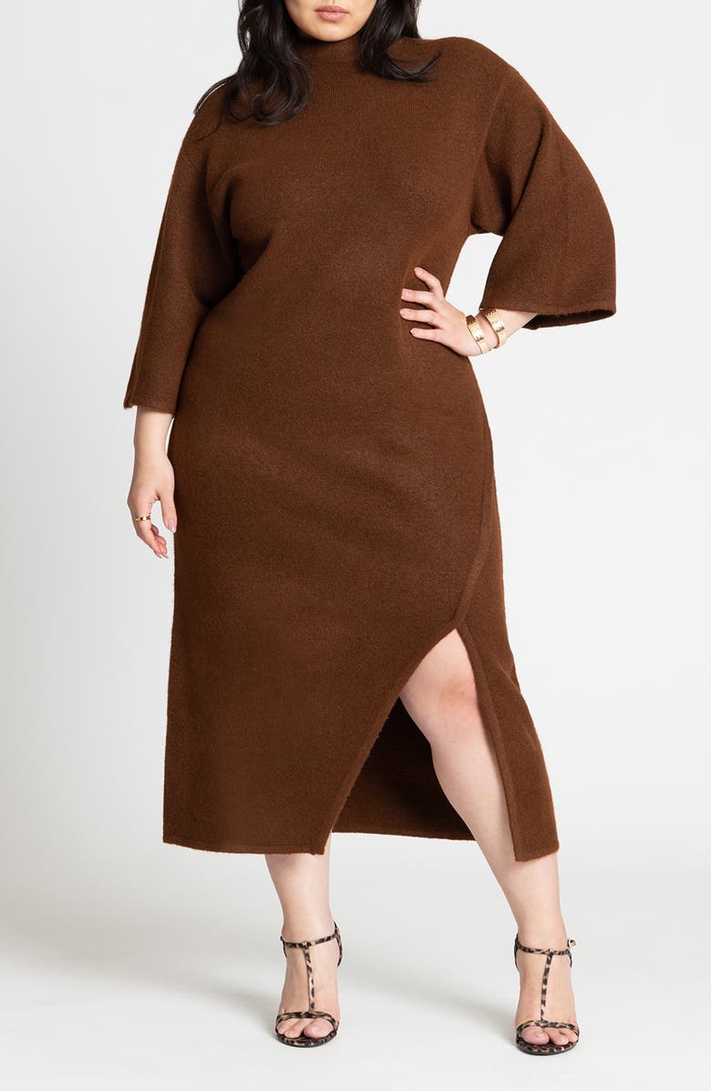 ELOQUII Funnel Neck Midi Sweater Dress, Main, color, 