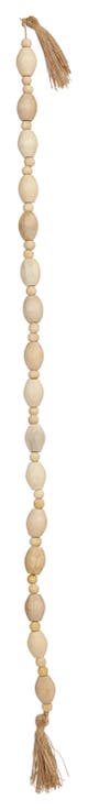 60"L Mango Wood Bead Garland with Jute Tassels