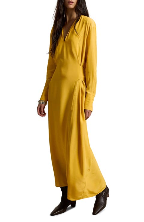Split Neck Long Sleeve Gown