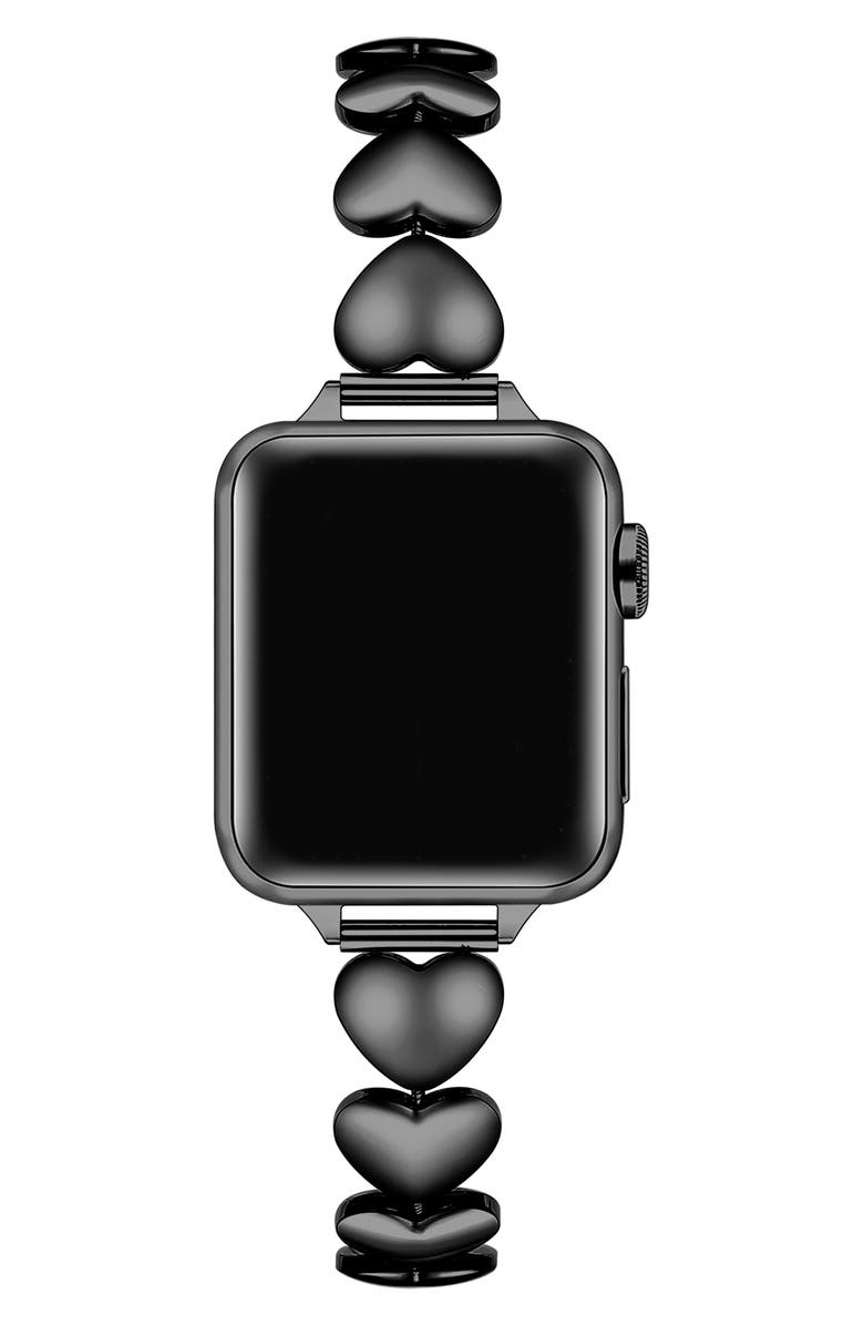 The Posh Tech Lover Heart Bracelet Apple Watch<sup>®</sup> Watchband, Alternate, color, Black