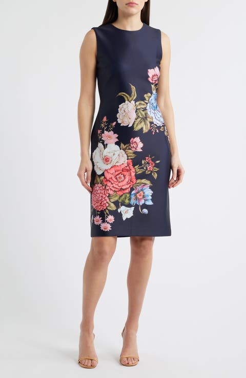 Floral Print Sleeveless Sheath Dress (Petite)