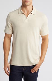 Johnston & Murphy Linen Blend Johnny Collar Polo