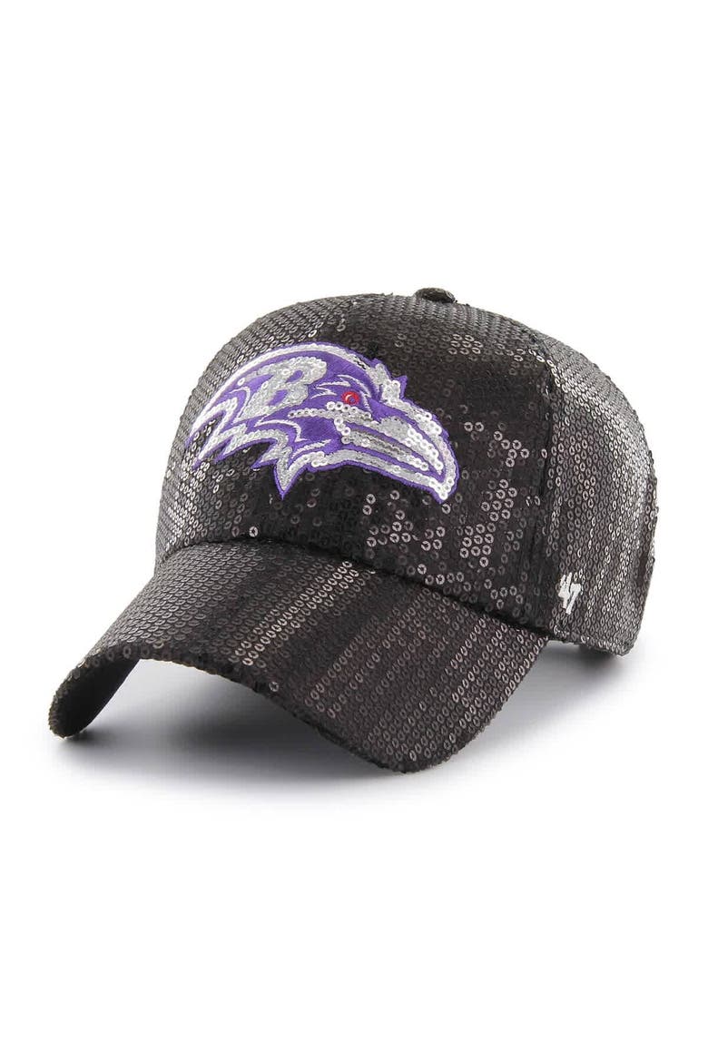 Women's '47  Black Baltimore Ravens Dazzle Clean Up Adjustable Hat, Main, color, Black