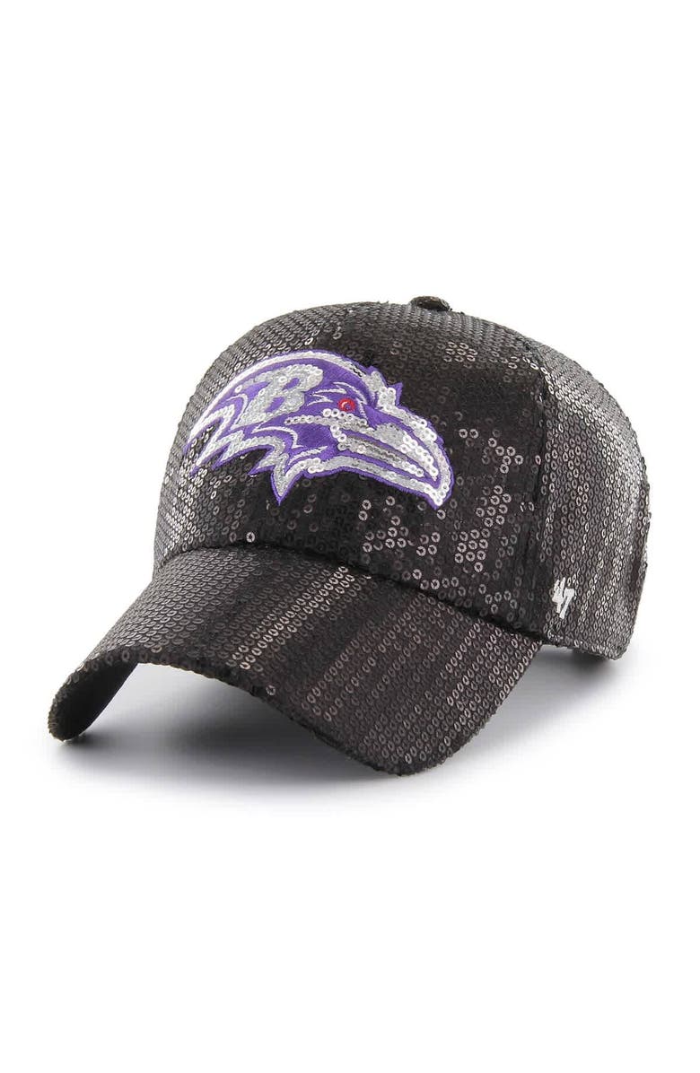 '47 Women's '47  Black Baltimore Ravens Dazzle Clean Up Adjustable Hat, Main, color, 