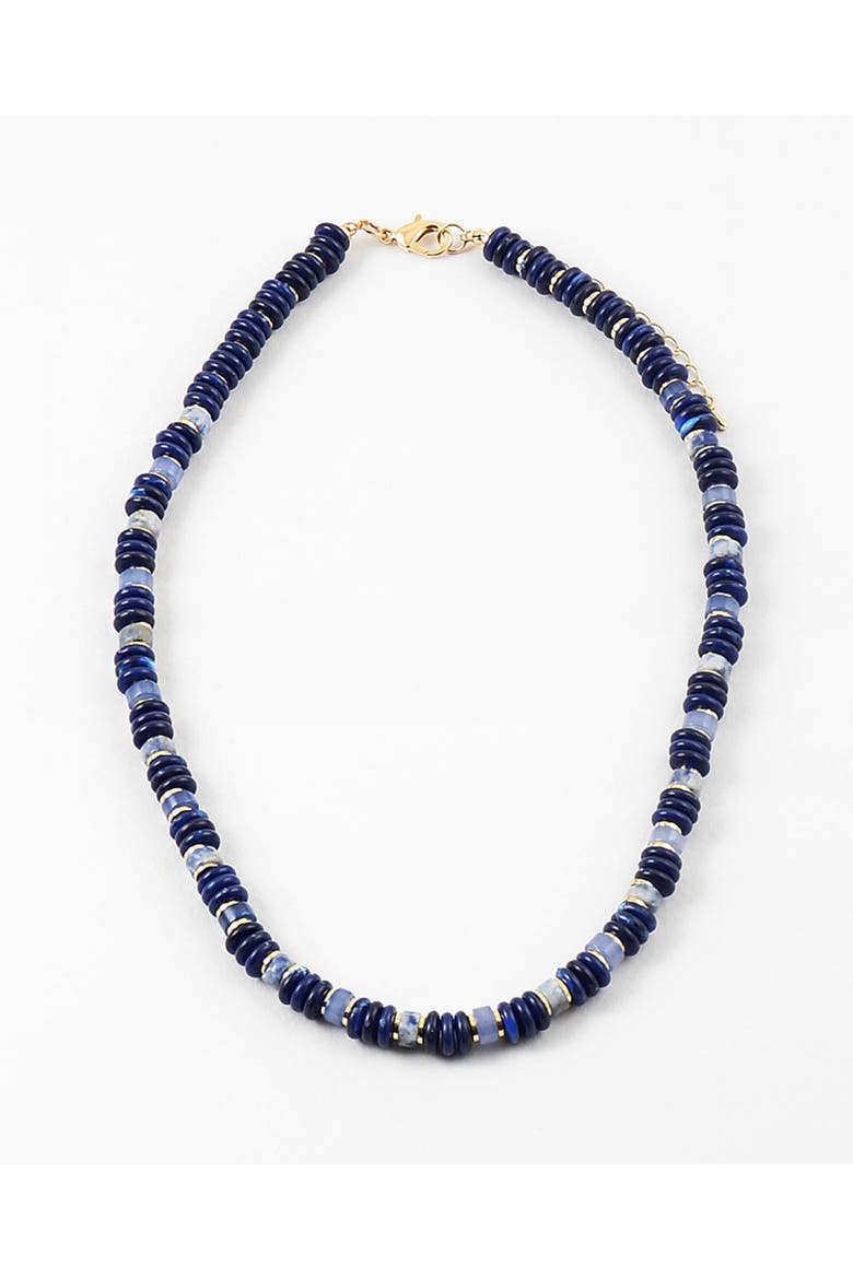 Indigo Blues Beaded Necklace, Main, color, Blue