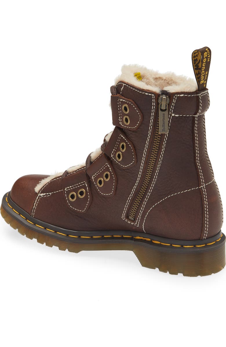 Dr. Martens 1460 Faux Fur Lined Lace-to-Toe Boot, Alternate, color, Dark Brown