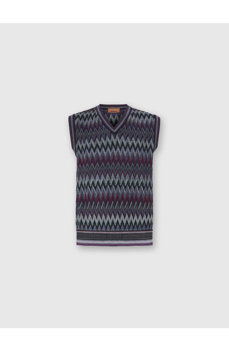 Missoni V-neck Vest With Zigzag Pattern, Main, color, Multicoloured