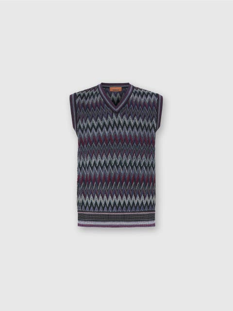 V-neck Vest With Zigzag Pattern