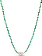Sheryl Lowe Chrysoprase Bead Necklace with Baroque Pearl and Diamond Rondelles