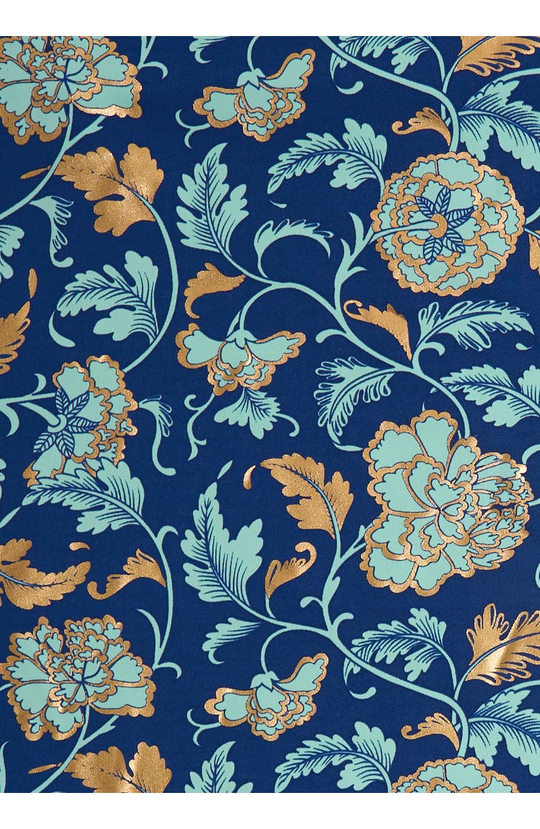 Cabana Life Navy Floral Metallic Puff Sleeve Maxi Dress, Alternate, color, 