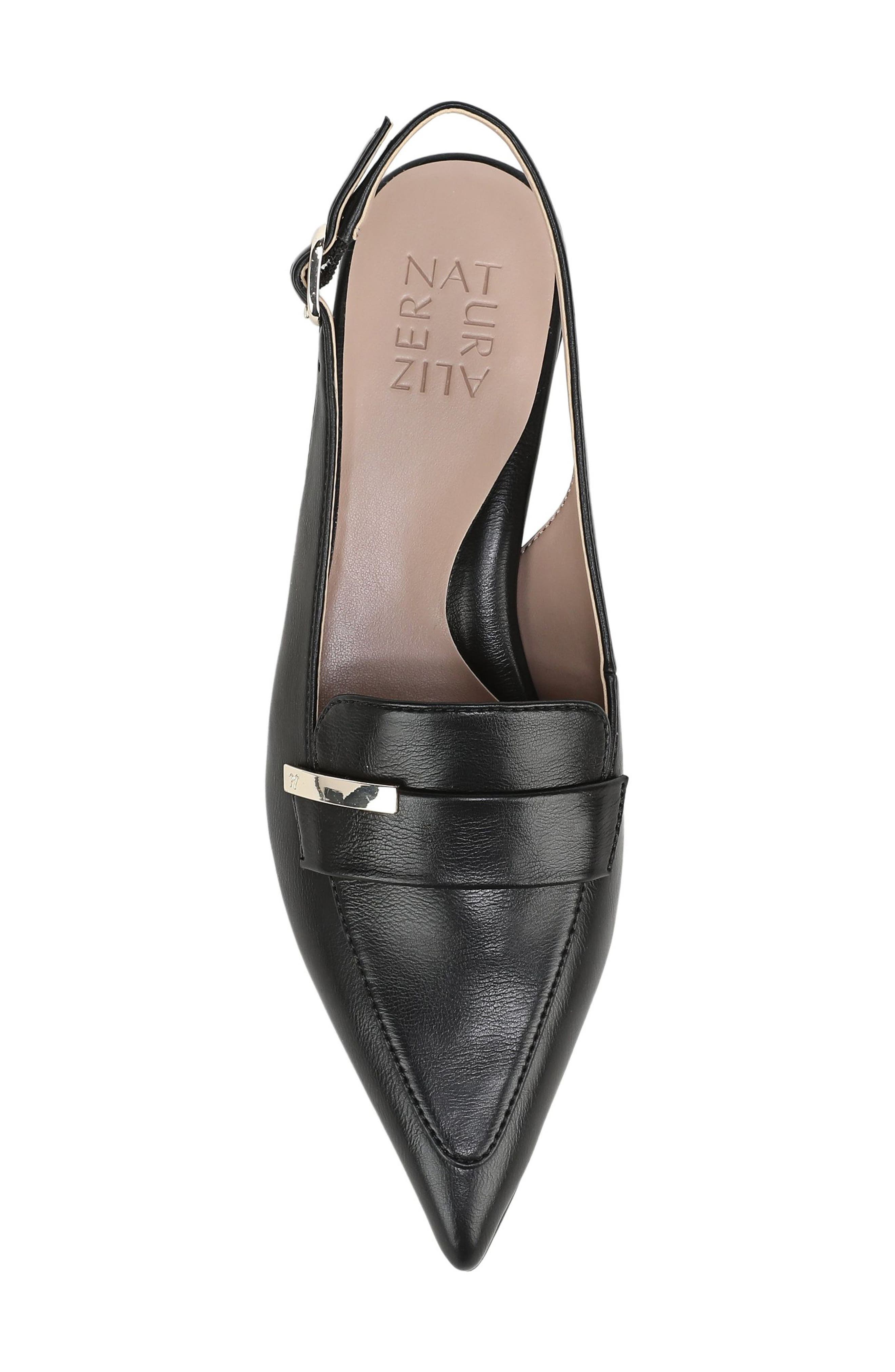 Sloane Pointed Toe Slingback Pump, Alternate, color, BLACK FAUX LEATHER