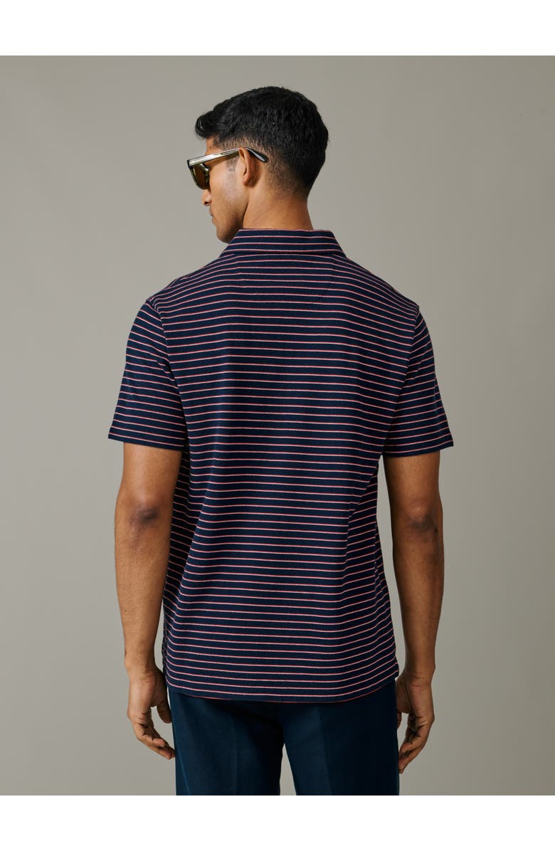 Aubin Baysdale Open Collar Polo, Alternate, color, Navy Stripe