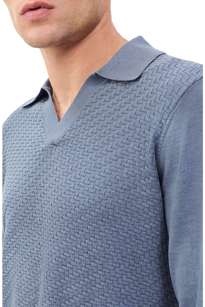 Charles Wool Johnny Collar Polo Sweater, Alternate, color, BLUE