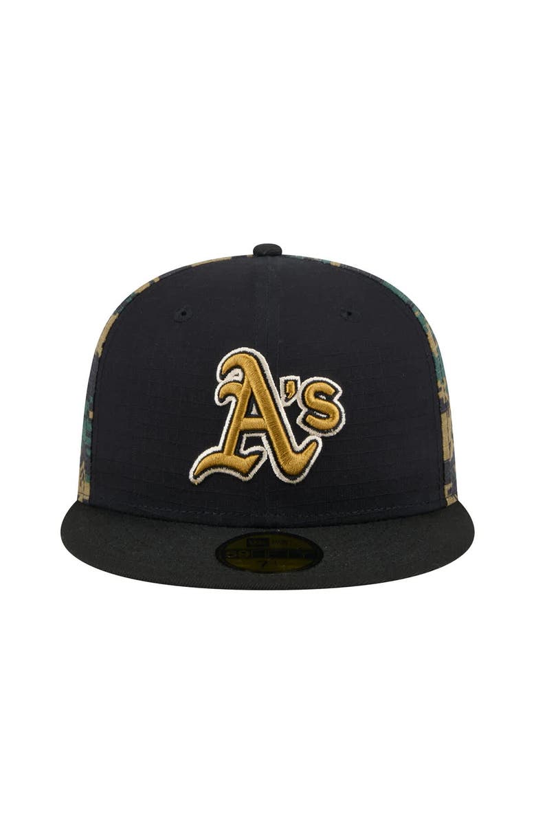 New Era Men's New Era Black Oakland Athletics Digi Camo 59FIFTY Fitted Hat, Alternate, color, Black
