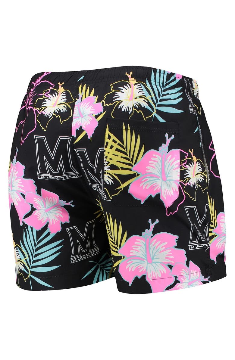 FOCO Men's FOCO Black Maryland Terrapins Neon Floral Swim Trunks, Alternate, color, Black