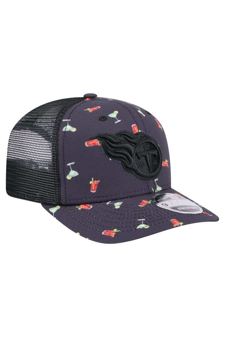 Men's New Era  Navy/Black Tennessee Titans Adventure Drinks Pattern 9SEVENTY Stretch-Snap Hat, Alternate, color, Navy