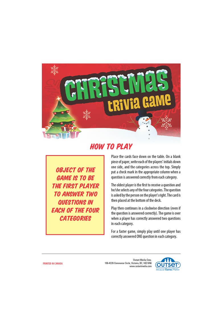 Christmas Trivia Game, Alternate, color, Multicolored