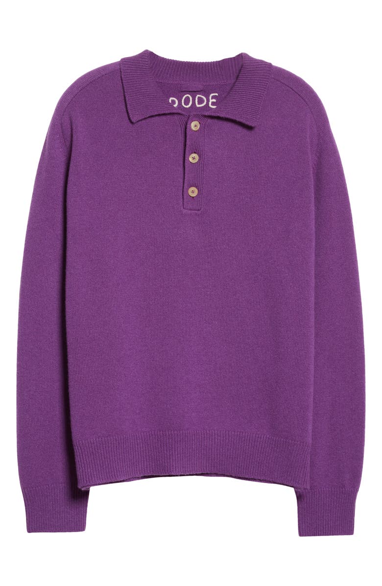 Bode Men's Cashmere Polo Sweater, Alternate, color, 