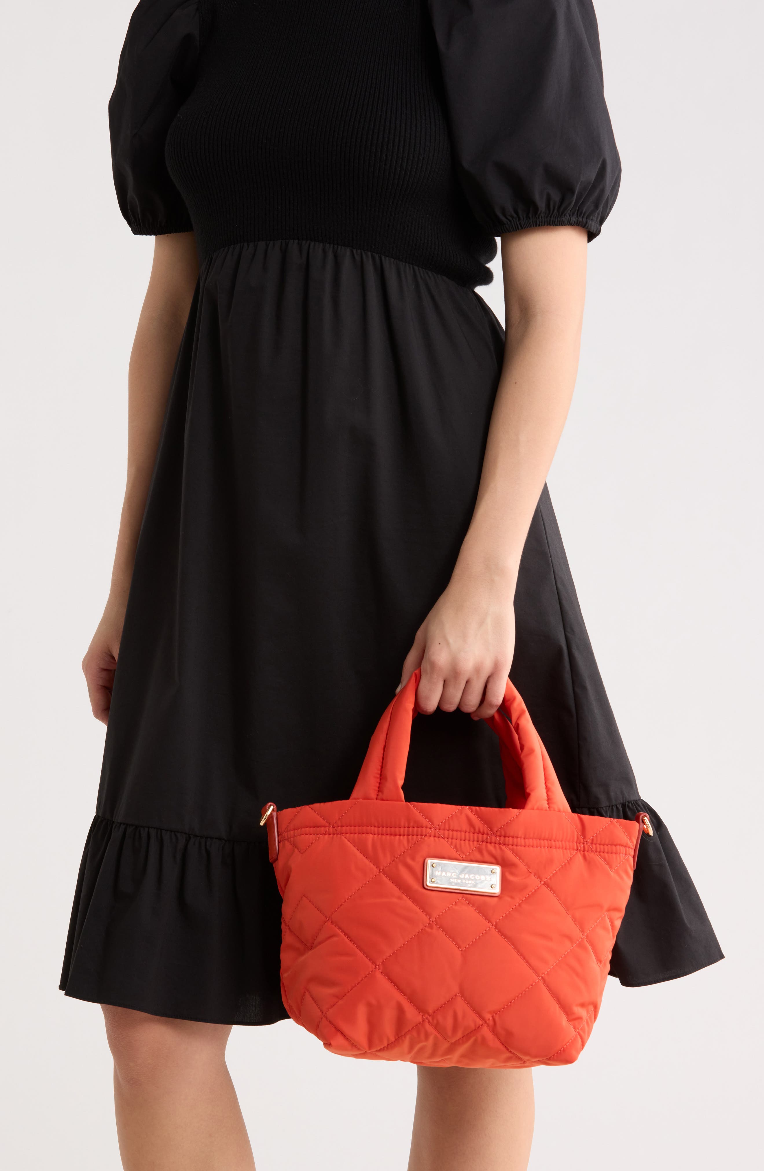 Mini Quilted Nylon Tote, Alternate, color, SUNSET