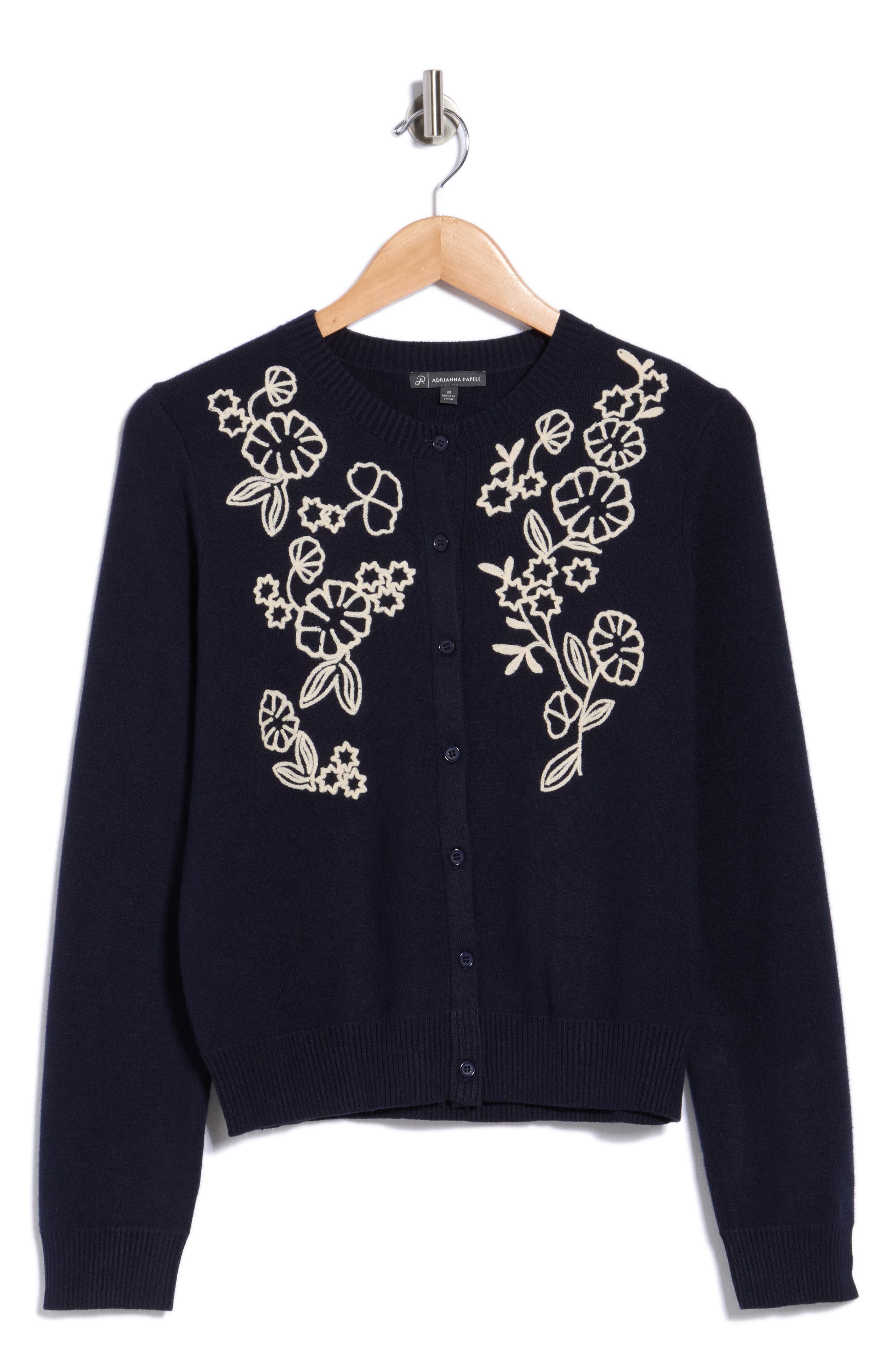Floral Embroidered Crop Cardigan