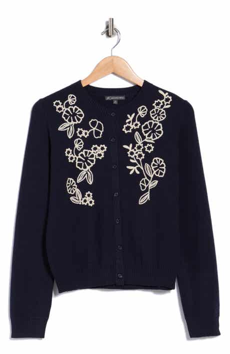 Floral Embroidered Crop Cardigan