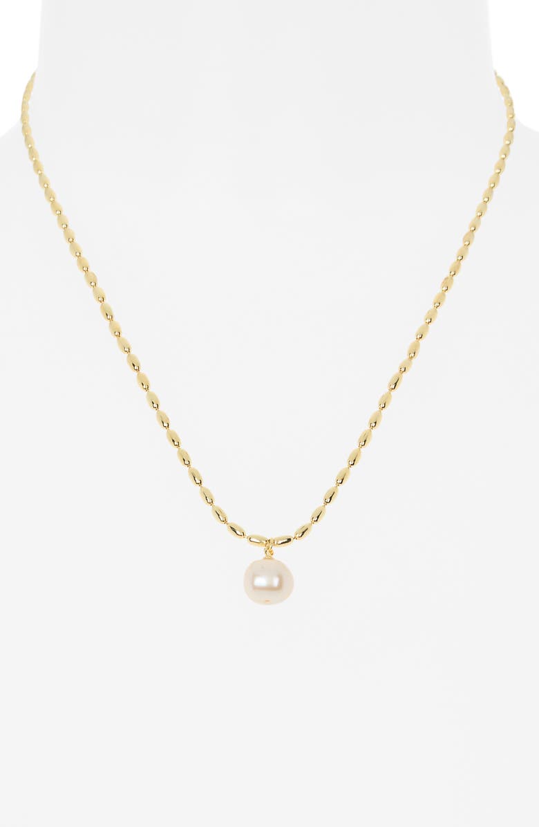 NORDSTROM RACK Demi-Fine Faux Pearl Pendant Necklace, Alternate, color, White- Gold