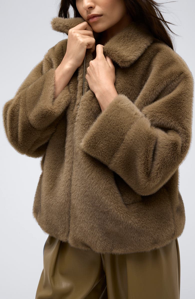 Kenneth Cole Faux Fur Jacket, Alternate, color, Wheatgrass