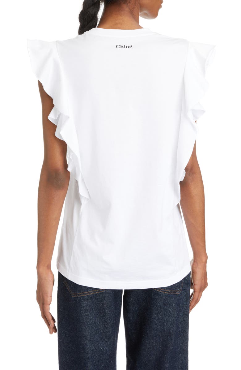 Chloé Ruffle Cotton Jersey Tank, Alternate, color, 