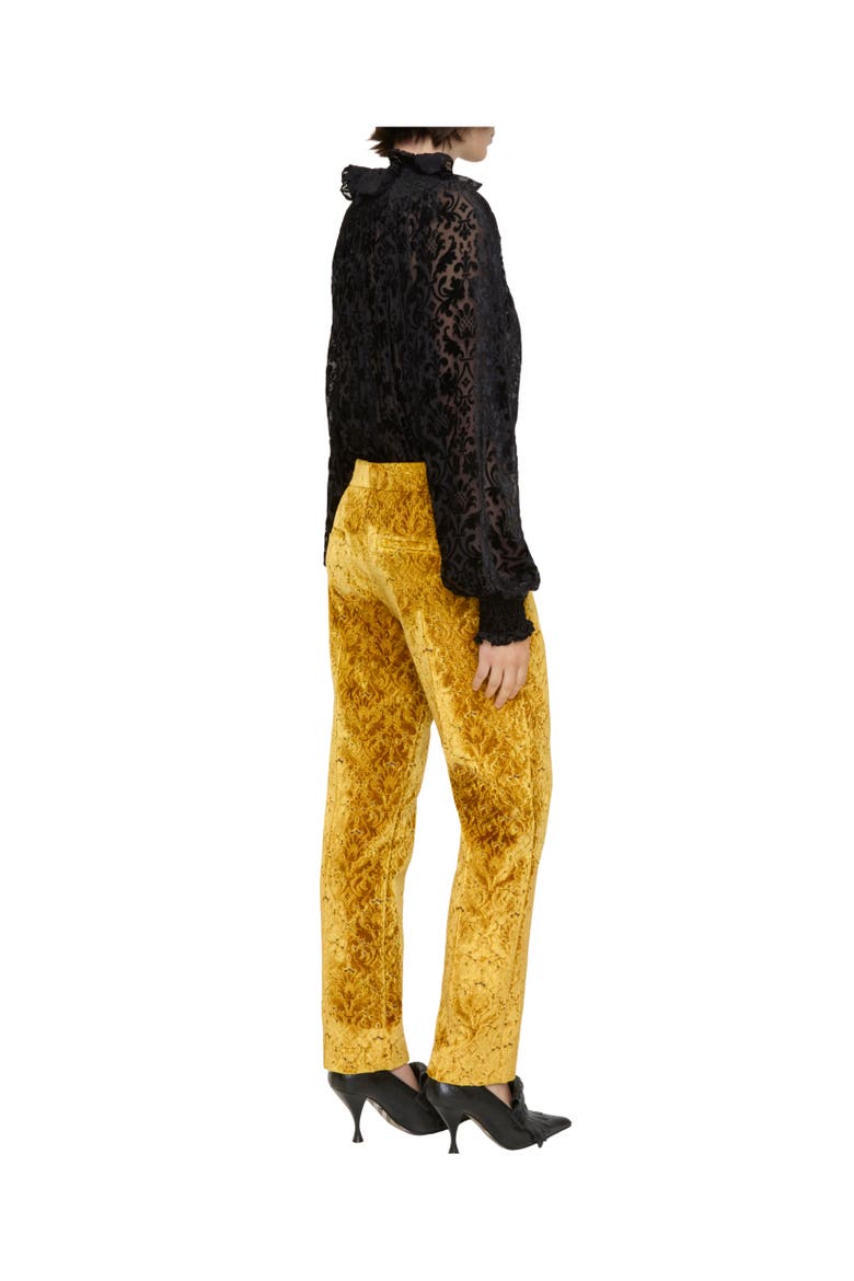 Baroque Velvet Tailored Trousers, Alternate, color, Pear yellow