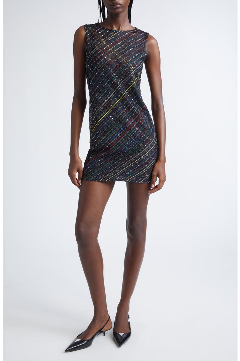 Sequin Plaid Knit Minidress, Main, color, DARK TONES
