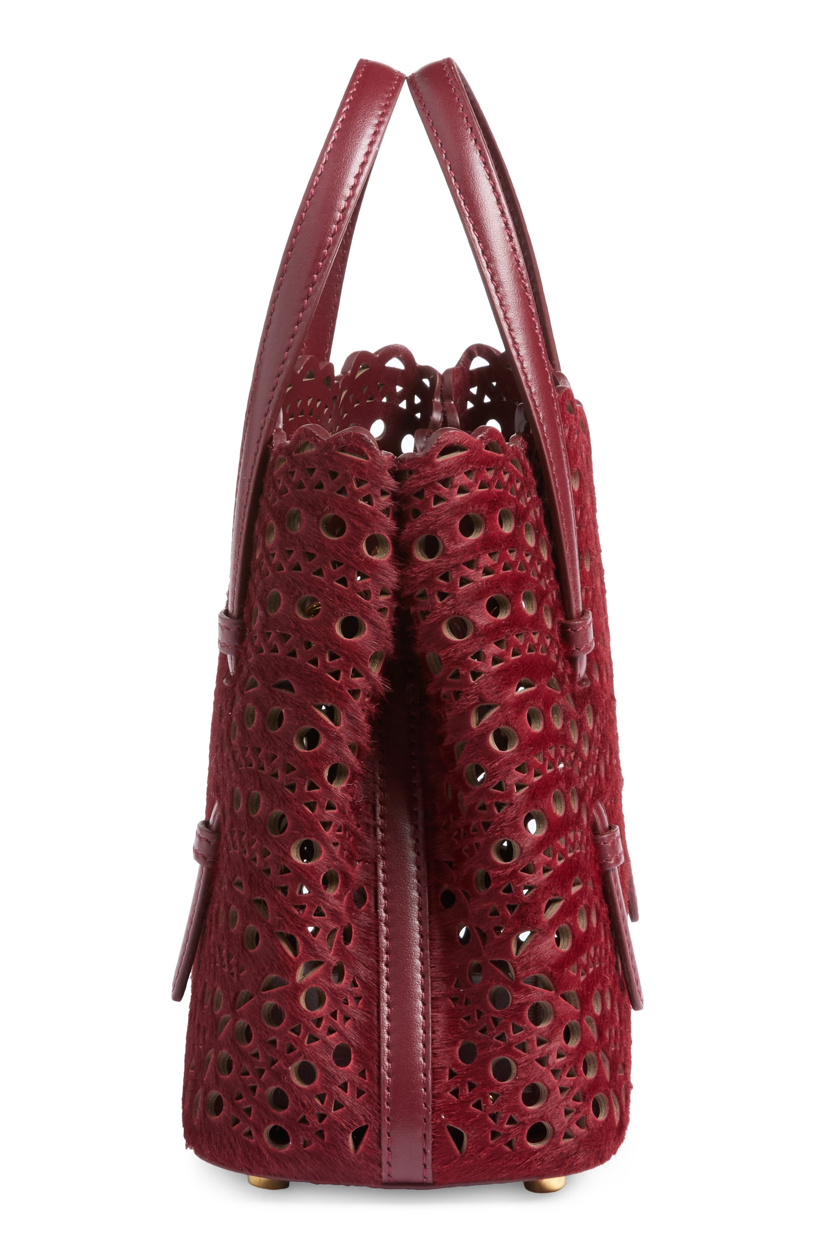 Mina 20 Perforated Genuine Calf Hair Tote, Alternate, color, CERISE