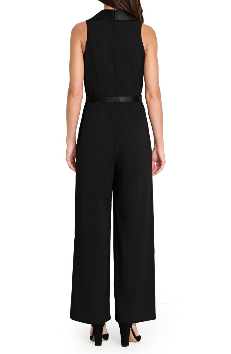 Tahari ASL Sleeveless Tuxedo Jumpsuit, Alternate, color, Black