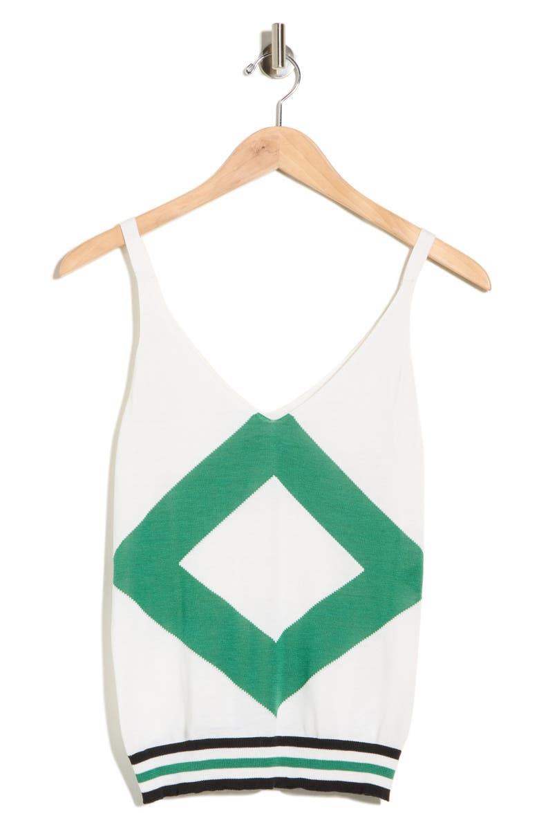 Longchamp V-Neck Silk Blend Tank, Alternate, color, Green