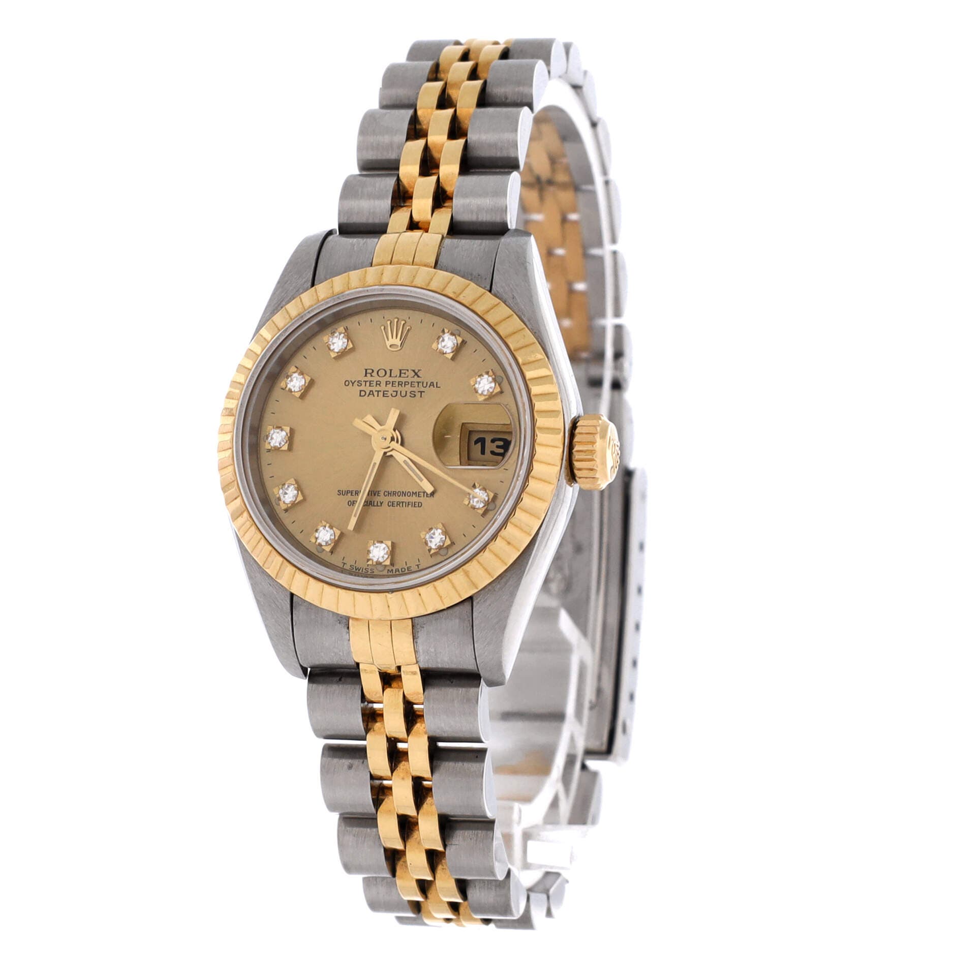 Oyster Perpetual Datejust Automatic Watch Stainless Steel and Yellow Gold with Diamond Markers 26, Alternate, color, Metallic Silver