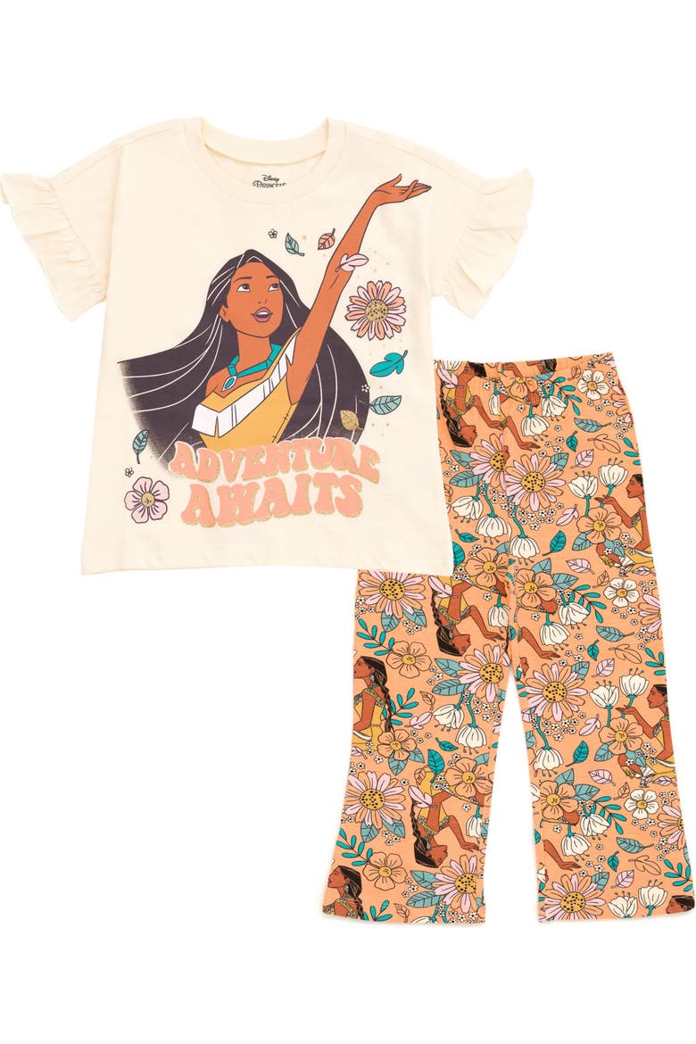 Princess 2-Piece T-Shirt and Leggings Set, Main, color, Pocahontas Peach