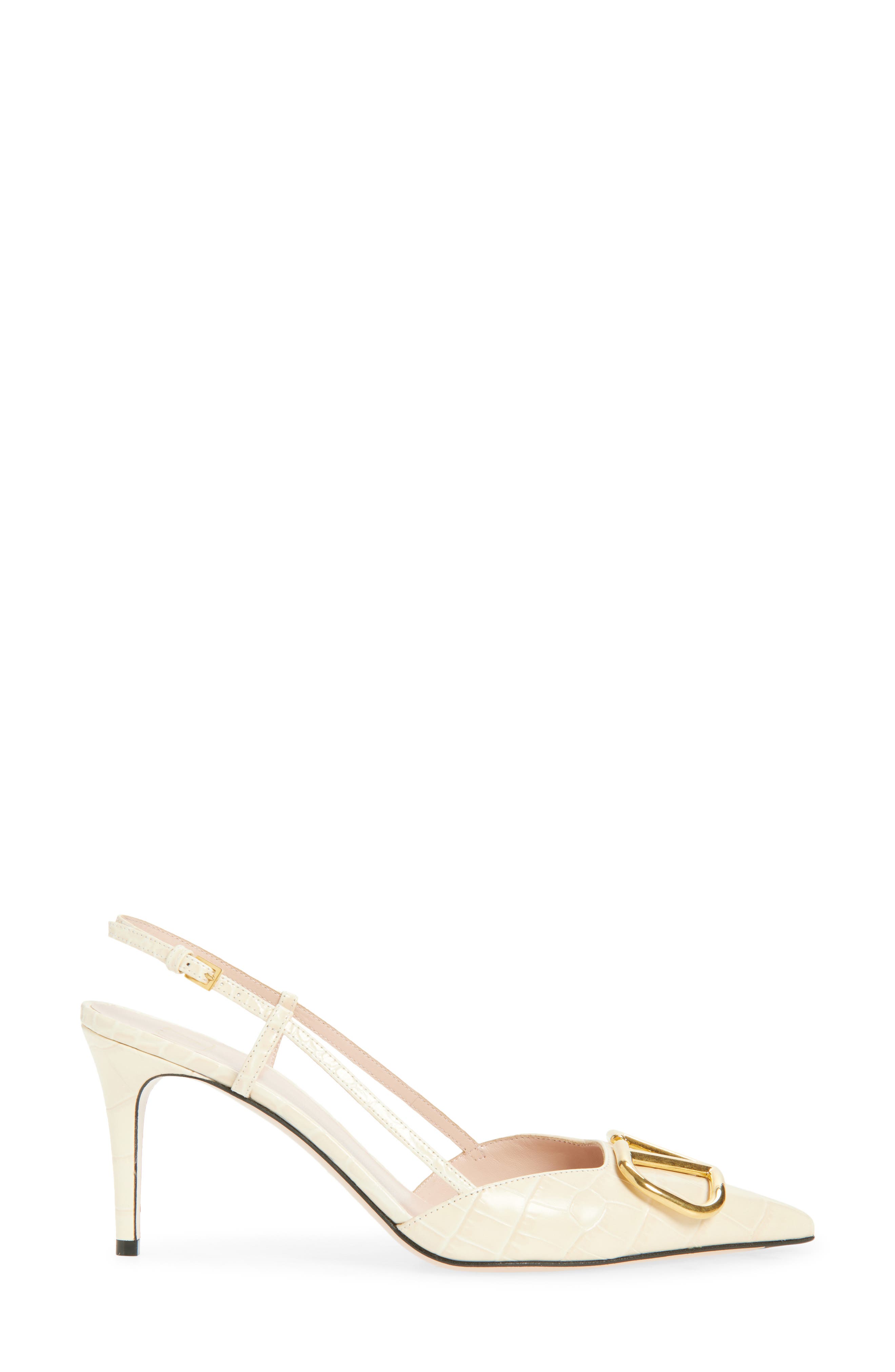 VLOGO Signature Croc Embossed Slingback Pump, Alternate, color, BUTTER WHITE