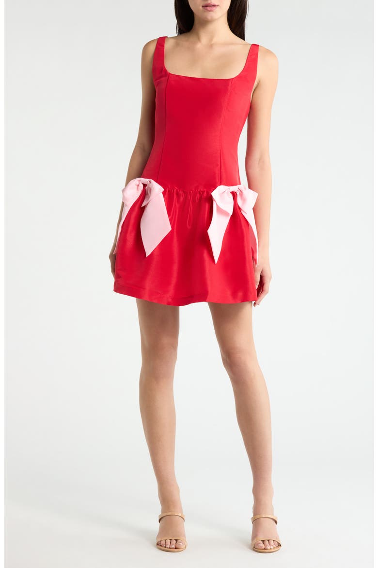 Noretta Bow Satin Minidress, Main, color, RED