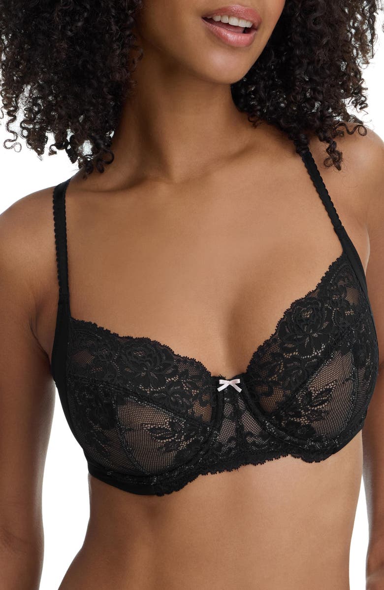Skarlett Blue Captivate Full Coverage Unlined Lace Bra, Alternate, color, Black