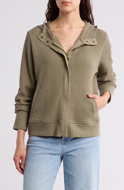 Solid Waffle Knit Hoodie