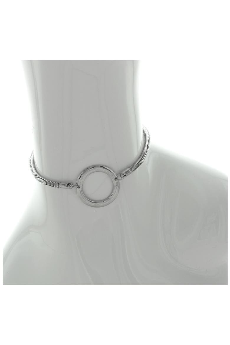Lala Circle Pendant Choker Necklace, Alternate, color, SILVER