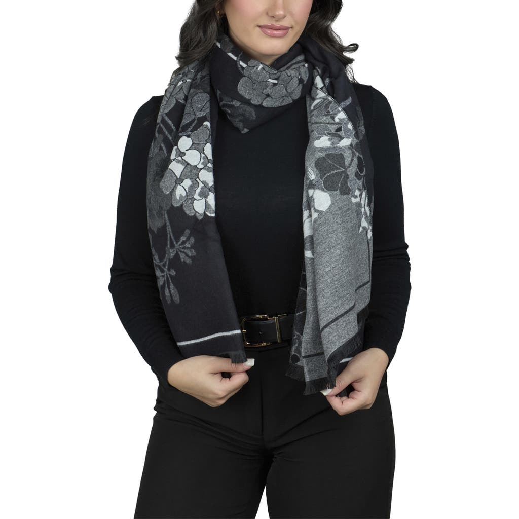 Saachi Floral Reversible Scarf In Black