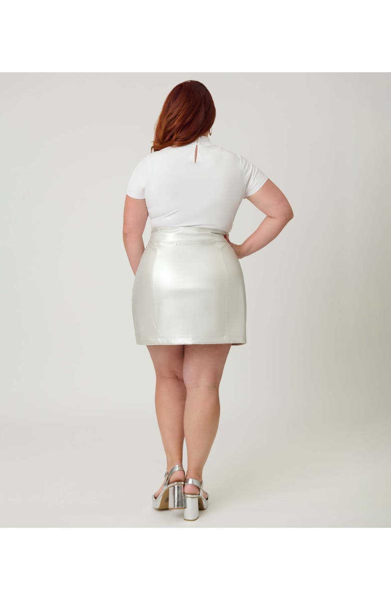 Smak Parlour Plus Size Belted Mini Skirt, Alternate, color, Metallic Silver