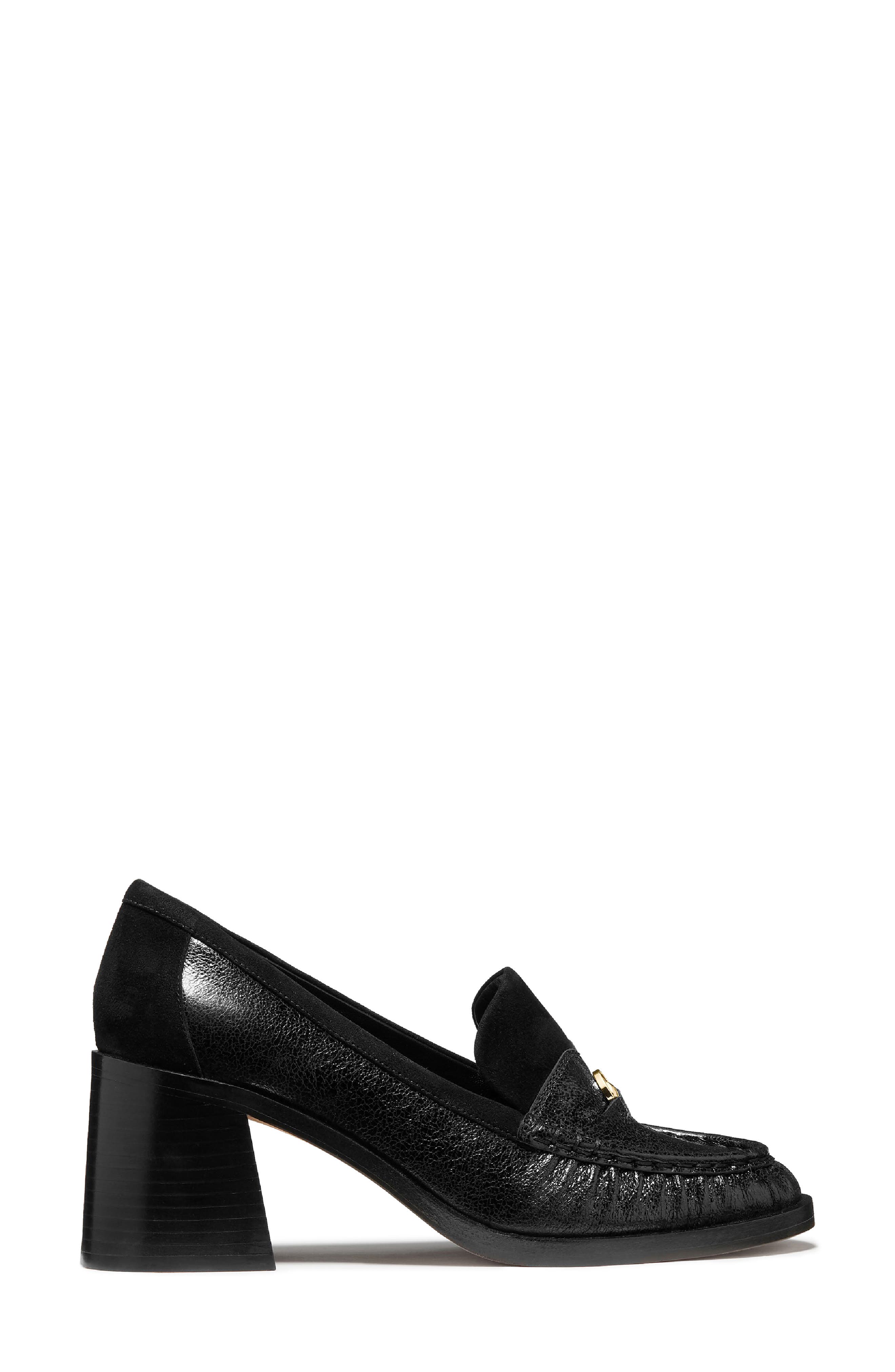 penny loafer pump, Alternate, color, BLACK