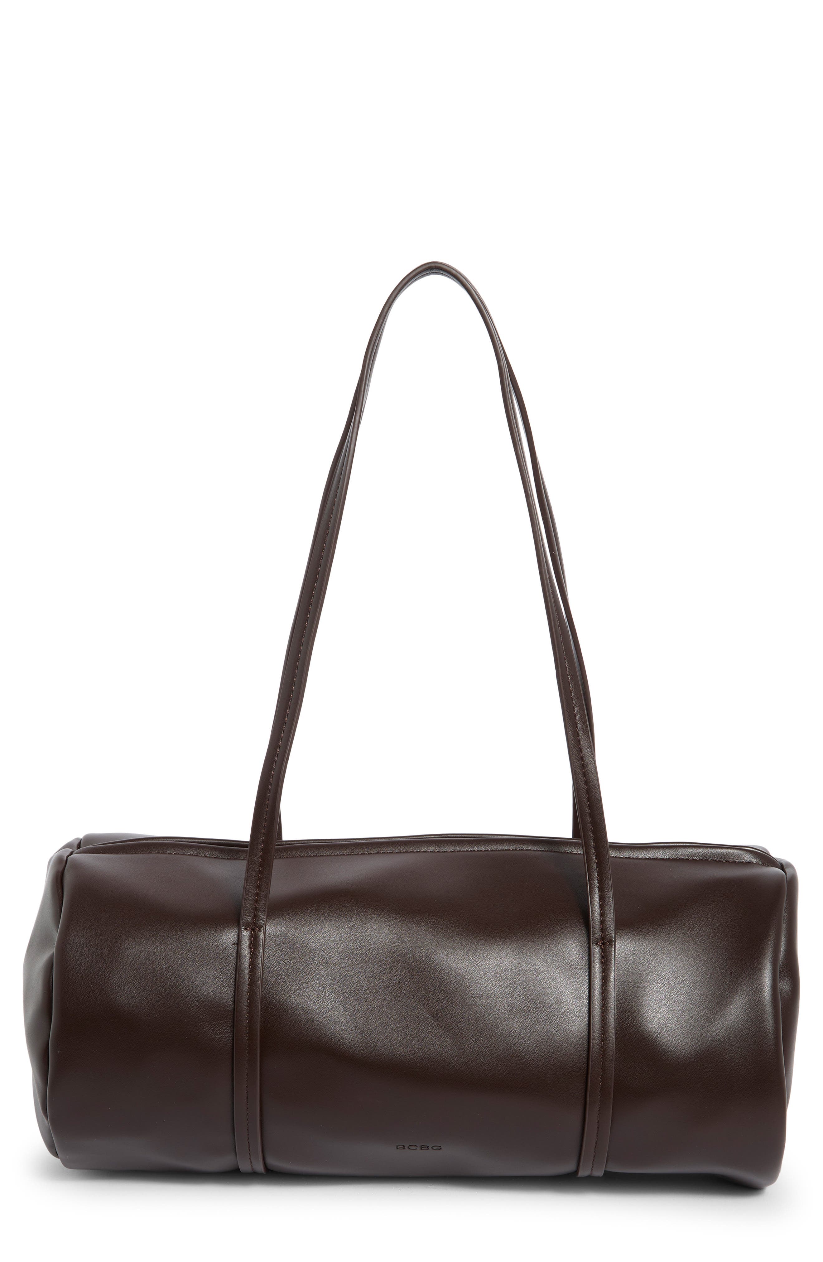 Bcbg Faux Leather Barrel Bag In Dark Chocolate