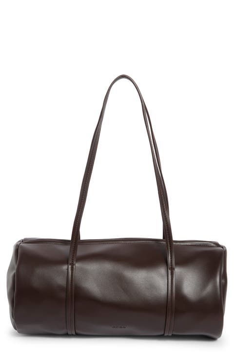 Faux Leather Barrel Bag