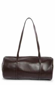 Faux Leather Barrel Bag