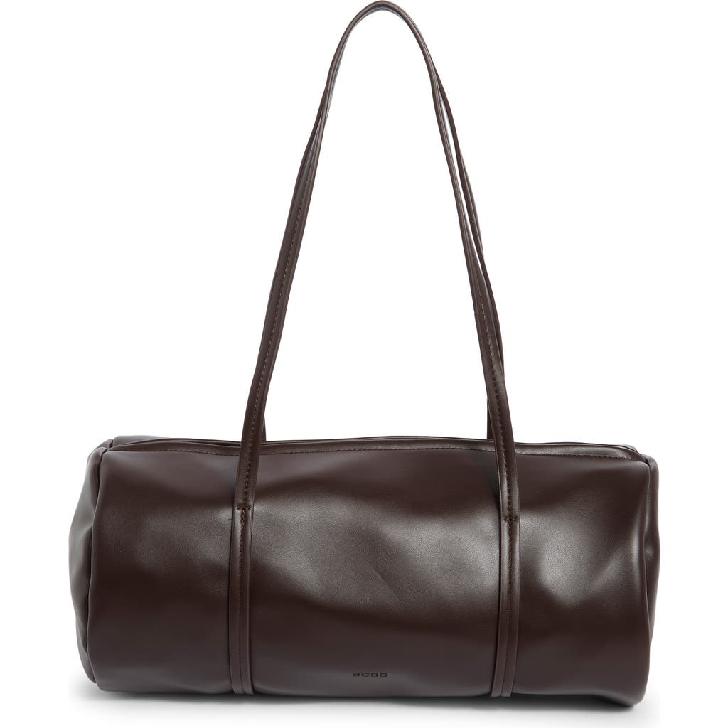 Bcbg Faux Leather Barrel Bag In Dark Chocolate